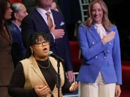 Student Génesis Rincon sings at Governor Sherrill's Inauguration