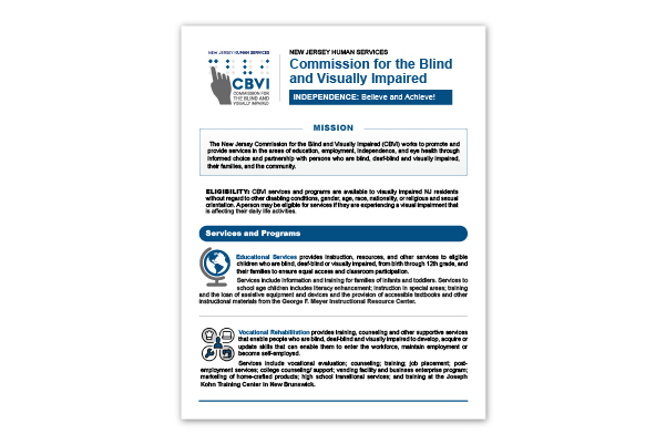 Eligibility, Services and Programs Description PDF brochure front page