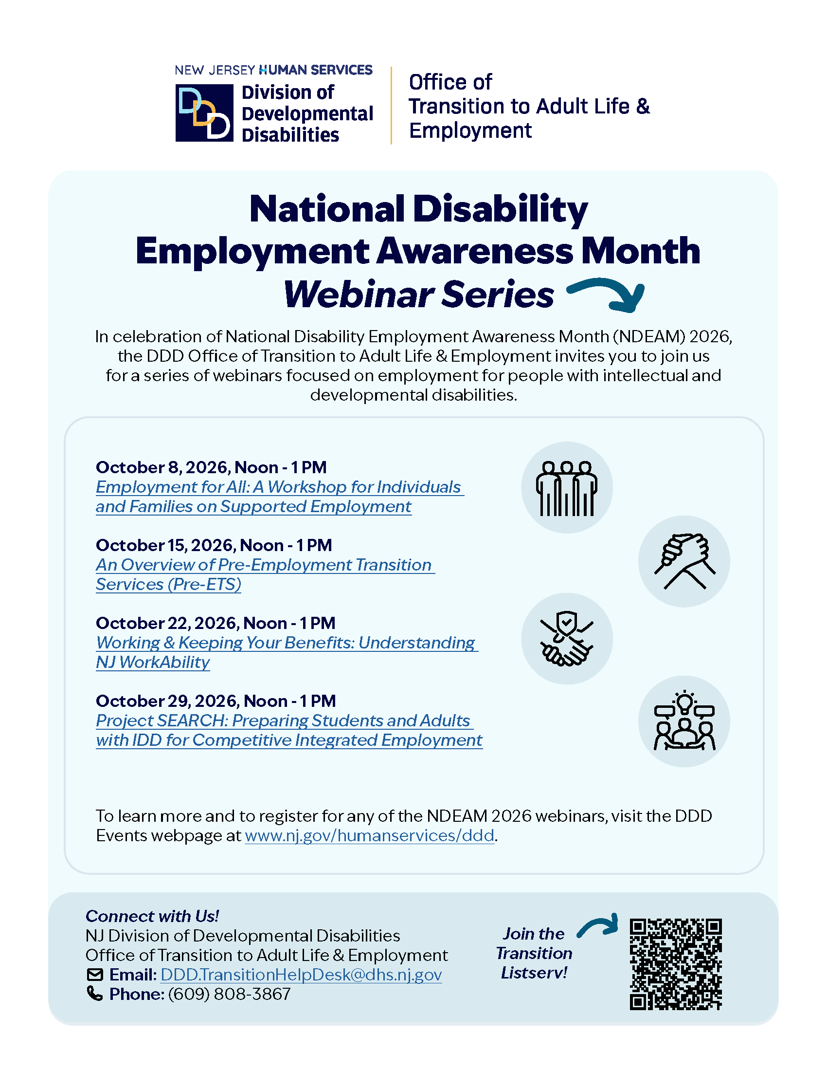 Flyer with details about the NDEAM 2026 webinar series