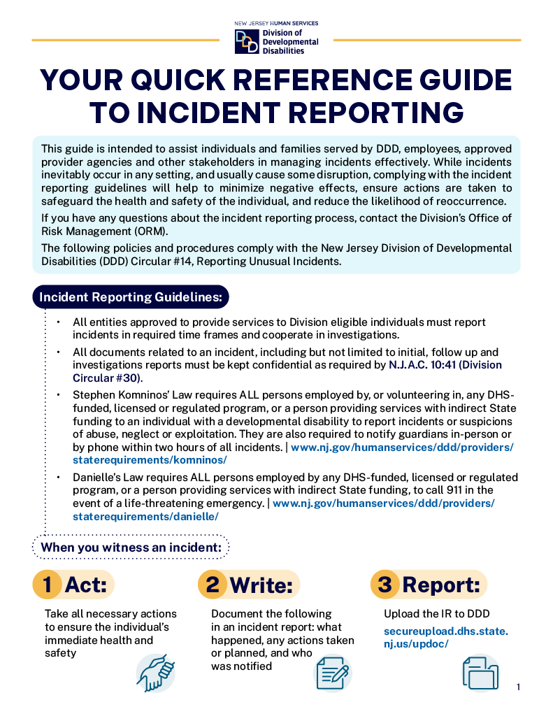 flyer with information on incident reporting
