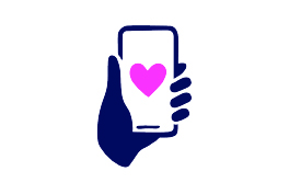 Image icon: Hands holding a smartphone with a heart on the screen