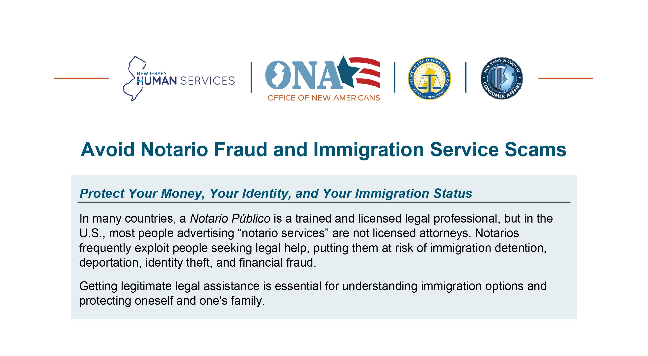 DHS & OAG General Help Immigrant Communities Recognize and Avoid Immigration Scams