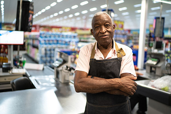 man working in a supermarket