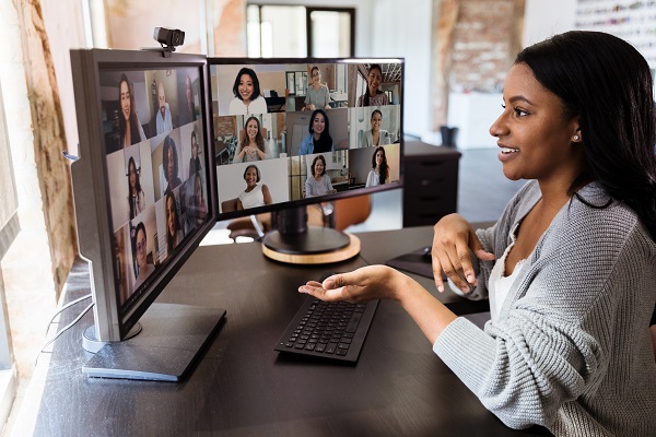 woman on virtual conference call