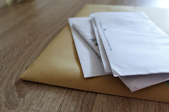 letters on a desk