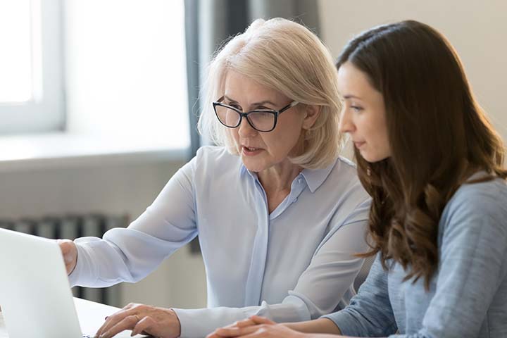 two women in an office