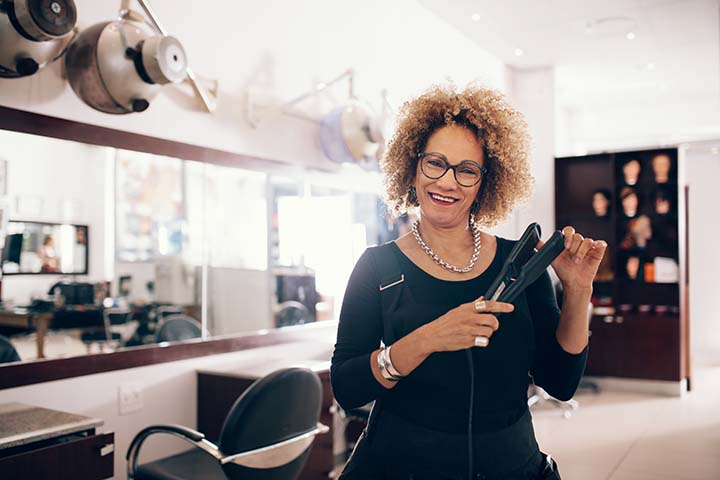 hair stylist in a salon