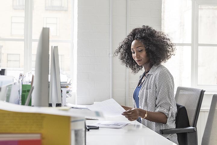 woman at a computer