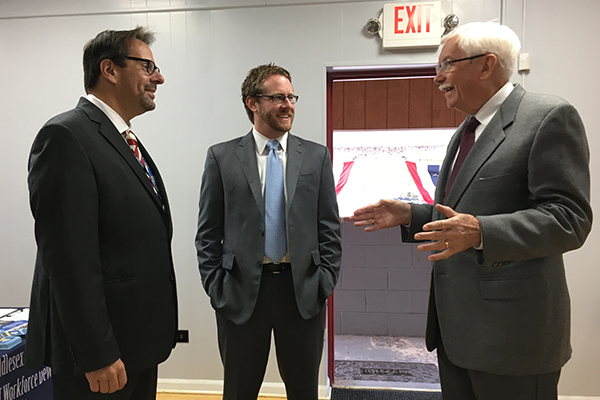 Kevin Kurdziel, Director of the Middlesex County Office of Workforce Development; Labor Department Chief of Staff Gregory Townsend; and State Veterans Program Coordinator Wayne Smith at the Middlesex County Veterans Job and Services Fair.
