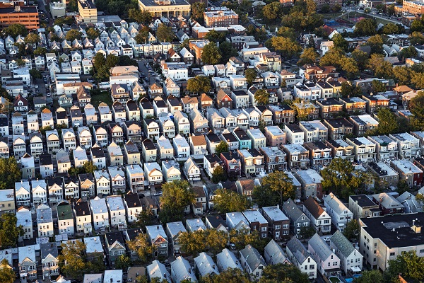 Aerial view of a residential area