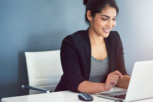 Woman working at laptop