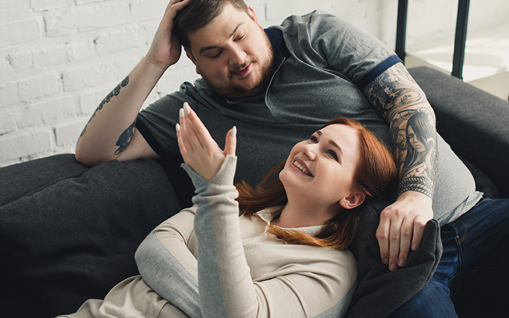 couple on sofa