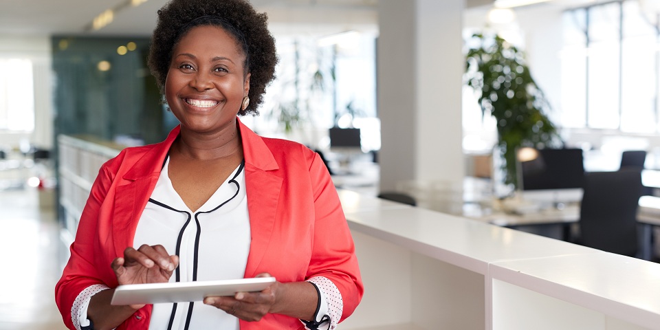 businesswoman with tablet 