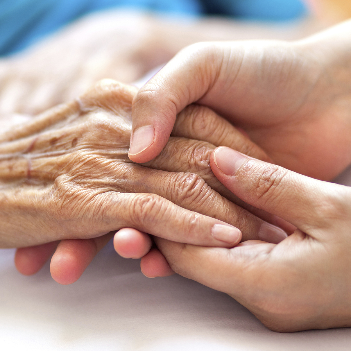 a close-up of two people holding hands