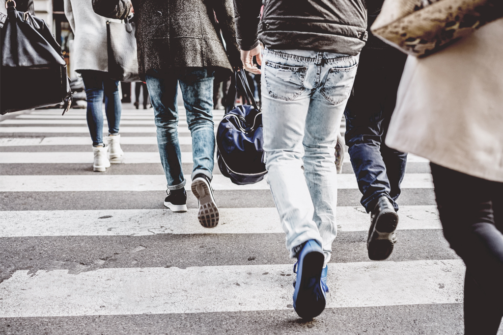 people walking on a busy street