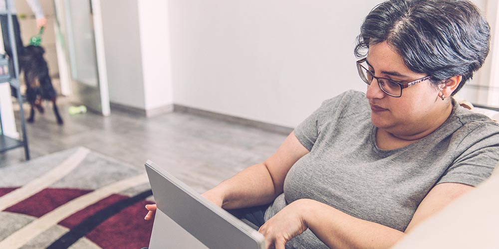 woman working on a computer