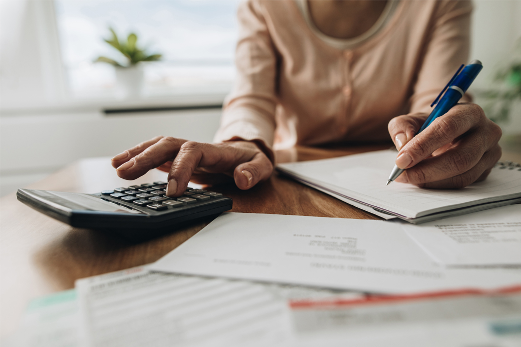 woman using a calculator