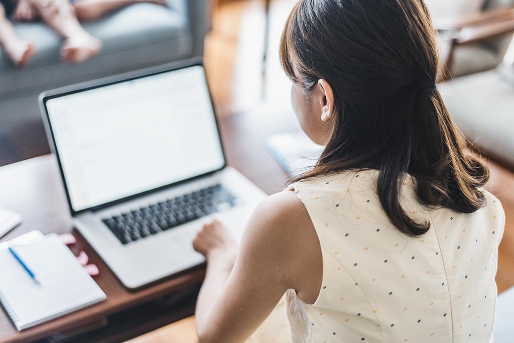 woman working on a computer