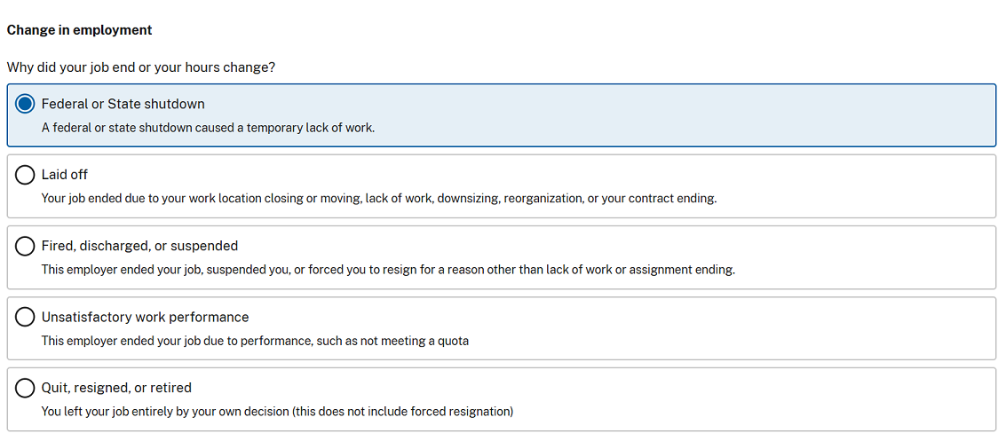 change in employment