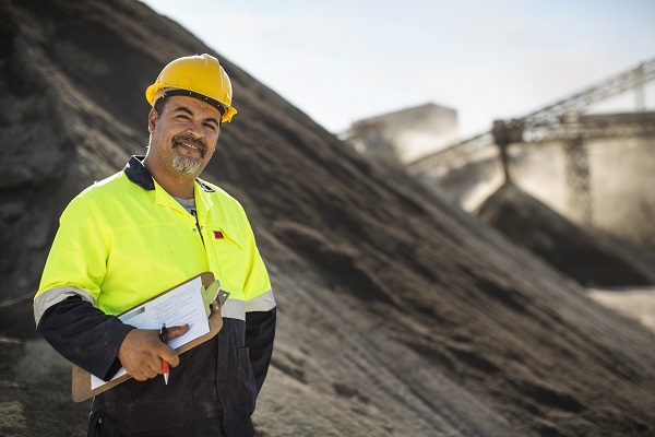 Man in hard hat at construction site