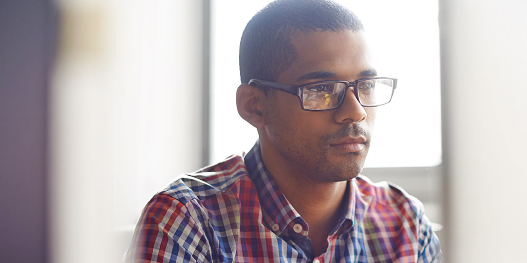 employer at laptop computer