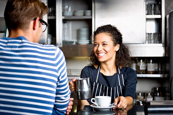 Teenager working at a cafe