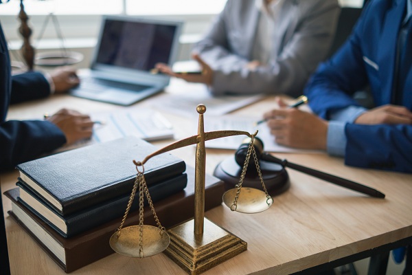 attorney's desk with computer