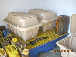 Two Storage Containers on a Pallet