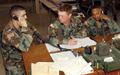 Pvt. Daniel Botero, Pfc. John Law, and Spc. Phillip Purnell (L-R), of Headquarters and Headquarters Company, 50th Brigade, operate communication equipment. Photo by Sgt. 1st Class Kryn Westhoven, 444 MPAD.