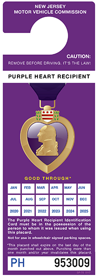 Purple Heart Recipient Placard