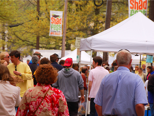 Visitors walk along Union Street during the annual Shad Festival in Lambertville, Hunterdon County