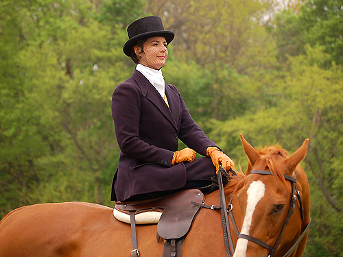 Demonstrating the art of sidesaddle riding at the  annual State History Fair, Washington's Crossing State Park