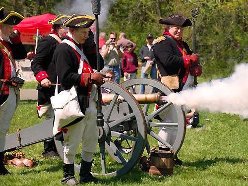Firing a cannon for visitors at the annual State History Fair, Washington's Crossing State Park, Mercer County