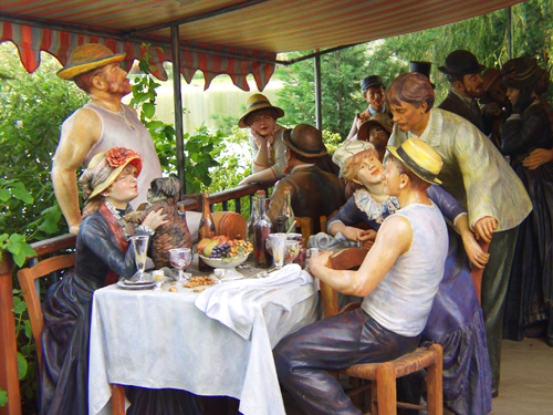 Life-size sculpture recreation of Renoir's famous painting, Grounds for Sculpture, Mercer County