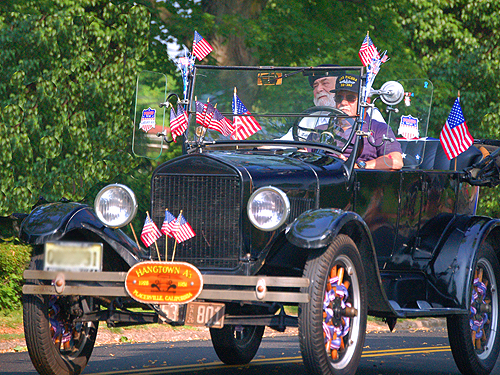 Veterans ride in an old "tin lizzy", Memorial Day Parade, Yardville, Mercer County