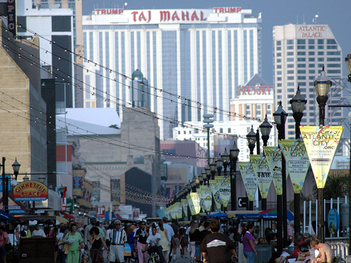 Boardwalk and skyline, Atlantic City, NJ