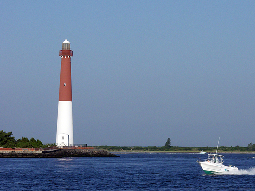 Barnegat Lighthouse across the inlet from Island Beach State Park, NJ