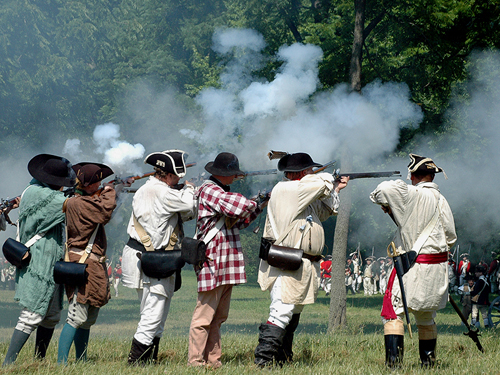 English officer rallying troops at theannual  Battle of Monmouth reenactment, Freehold, NJ