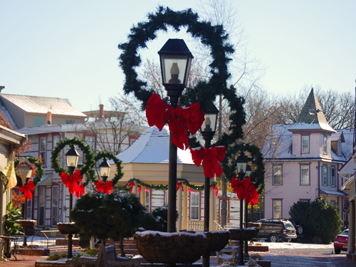 Holiday decorations adorn Kings Court, Haddonfield
