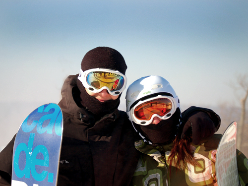 A couple takes to the slopes at Mountain Creek, Sussex County