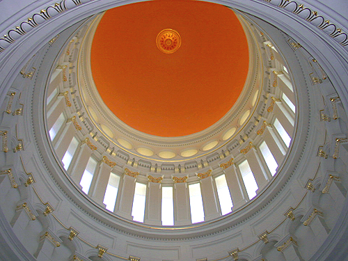 Looking up at the interior of the State House rotunda, Trenton