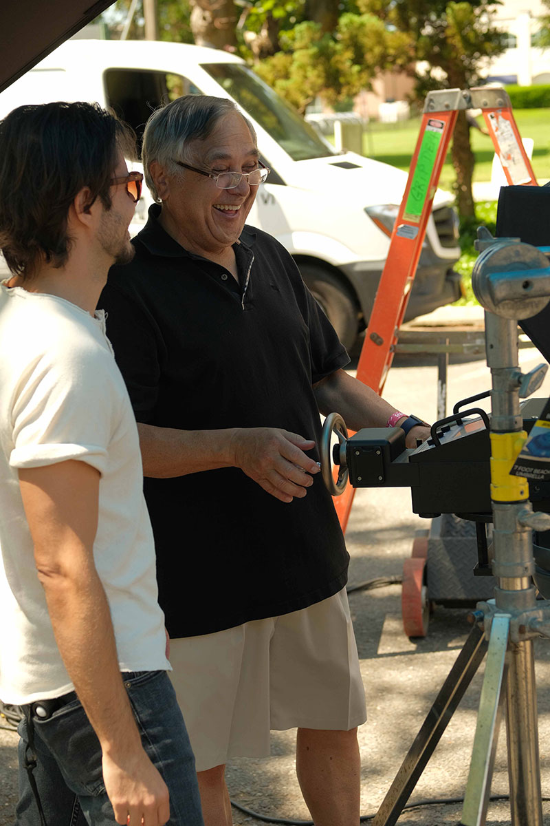 Producer George Kolber checks out the scene in Miranda's Victim