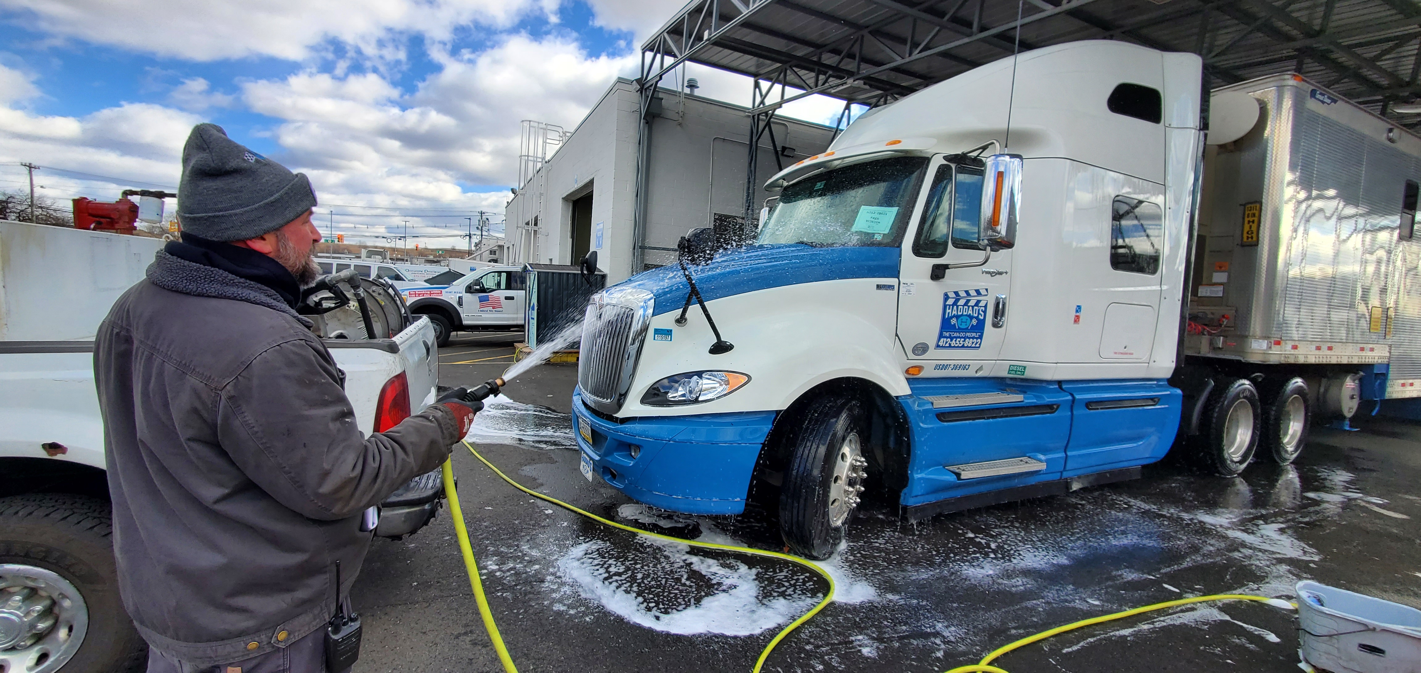 truck getting washed