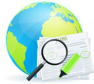 Job search with globe.