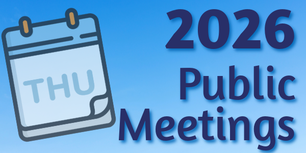 a graphic card that reads "2026 Public Meetings"