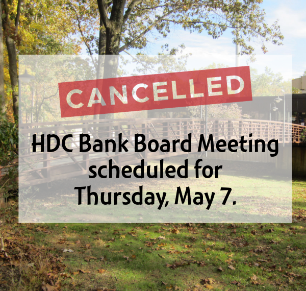 graphic that says that the May 7 meeting is cancelled