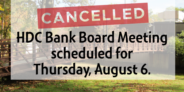 graphic stating the HDC Bank meeting is cancelled