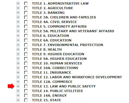Click the plus sign next to "Title 13, Law and Public Safety"