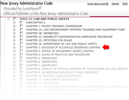 Click the plus sign next to "Chapter 2. Division of Alcoholic Beverage Control"