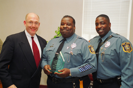 From left to right: Howard L. Beyer, Executive Director New Jersey Juvenile Justice Commission,
Henry Dunbar, Correction Officer,
Rodney Morris, President PBA Local 367
